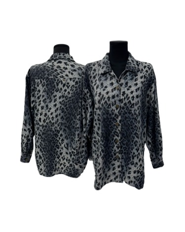 leopard overfit slit shirt