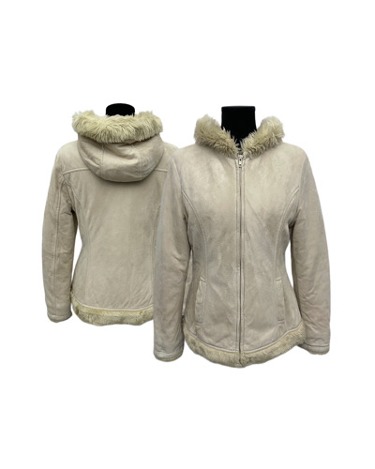 light beige shearling hood jacket