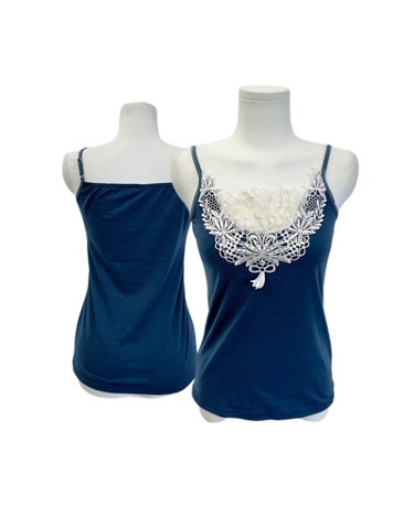 lace embroidery blue top