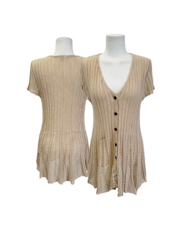 beige ribbed button dress