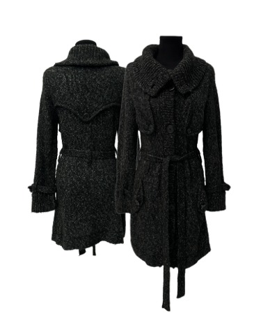 belted knit long robe coat