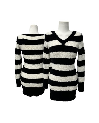v-neck stripe slim knit dress