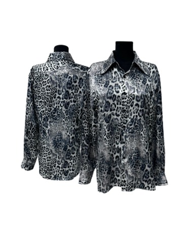 leopard pattern silky shirt