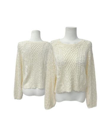 ivory cable net crop knit