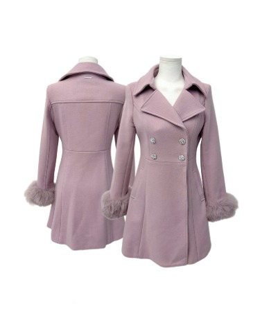 RADY pink fur cubic button coat