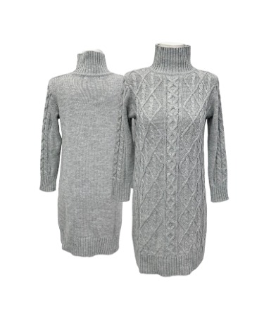 grey pattern knit dress