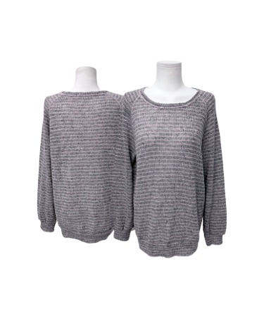 grey pink stripe knit
