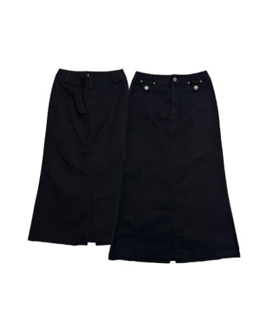 black denim long skirt