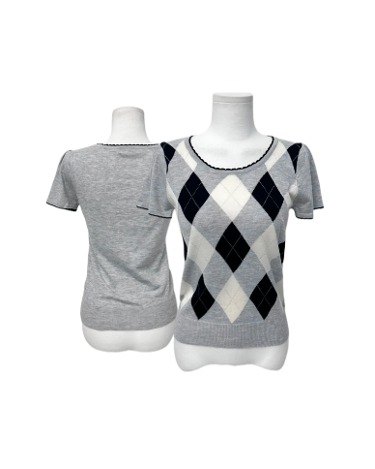 grey argyle knit t-shirt