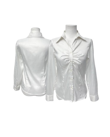 pin-stripe silky shirring blouse