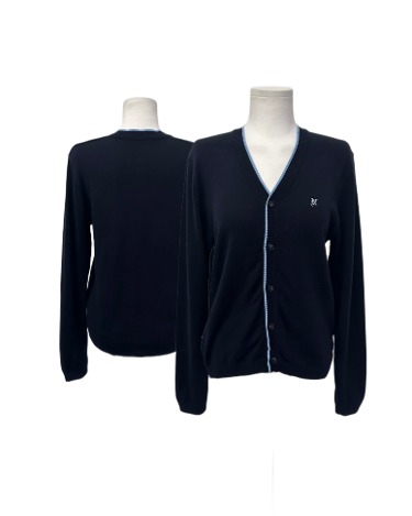 navy embroidery knit cardigan