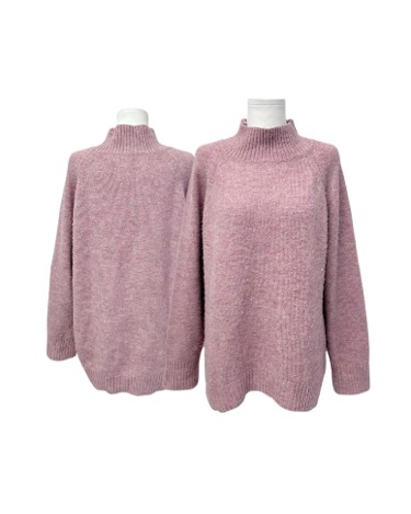 glitter pink mock-neck knit