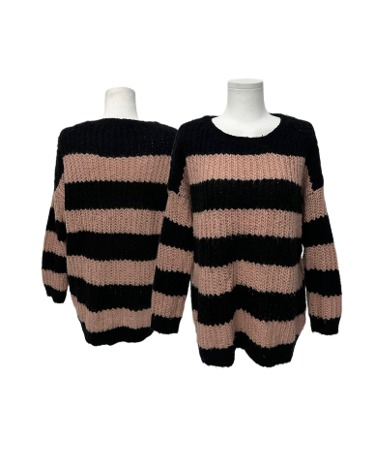 COLZA dark pink stripe knit