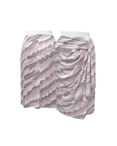 y2k pink pattern drape silky skirt